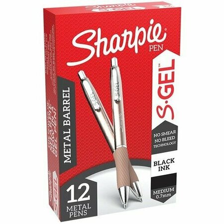 NEWELL BRANDS Sharpie Pen, Gel, 0.7mm, Red-Gold Barrel/Black Ink, 12PK SAN2147526